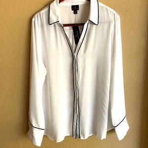 Worthington Sheer Long Sleeve White Button Down Shirt Size XXL